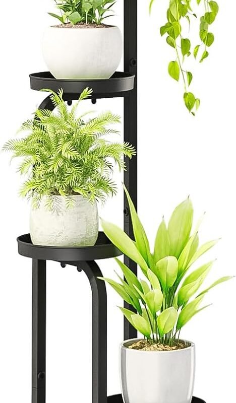 Bamworld Tall Plant Stand Indoor Outdoor, Corner Metal Flower Pot Stands for Multiple Plants, 4 Tier Heavy Duty Plant Shelf for Patio Garden Balcony Living Room Bedroom(Patent Design)