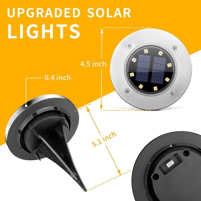 SOLPEX Solar Lights Outdoor Waterproof, 12 Pack Solar Ground Lights, Solar Garden Lights Landscape Lighting for Pathway Driveway Patio Backyard Walkway (Warm White) - Image 6