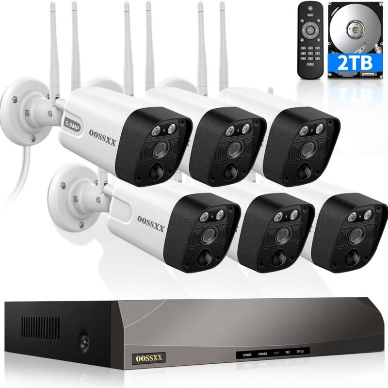 (5.5MP & PIR Detection) 2-Way Audio Dual Antennas Enhance WiFi Wireless Outdoor Camera System 3K 5.0MP 1944P Security Surveillance DVR Set Outdoor Wireless Security Cameras System