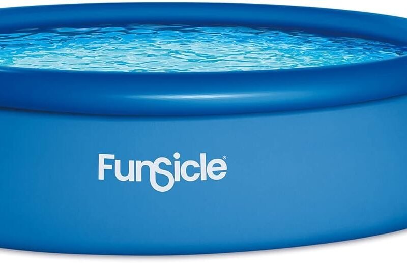 Funsicle 15 Foot x 36 Inch Quickset Round Inflatable Ring Top Outdoor Above Ground Swimming Pool Set with Filter Pump & Type D Cartridge Filter, Blue
