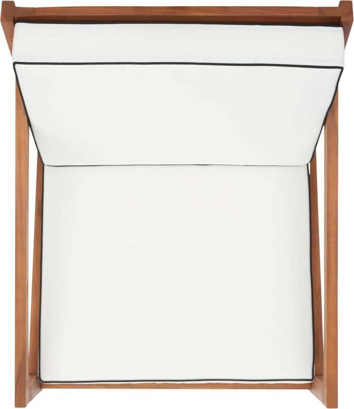 SAFAVIEH Outdoor Collection Vernon Natural/Beige Cushion with Black Piping Rocking Chair - Image 7