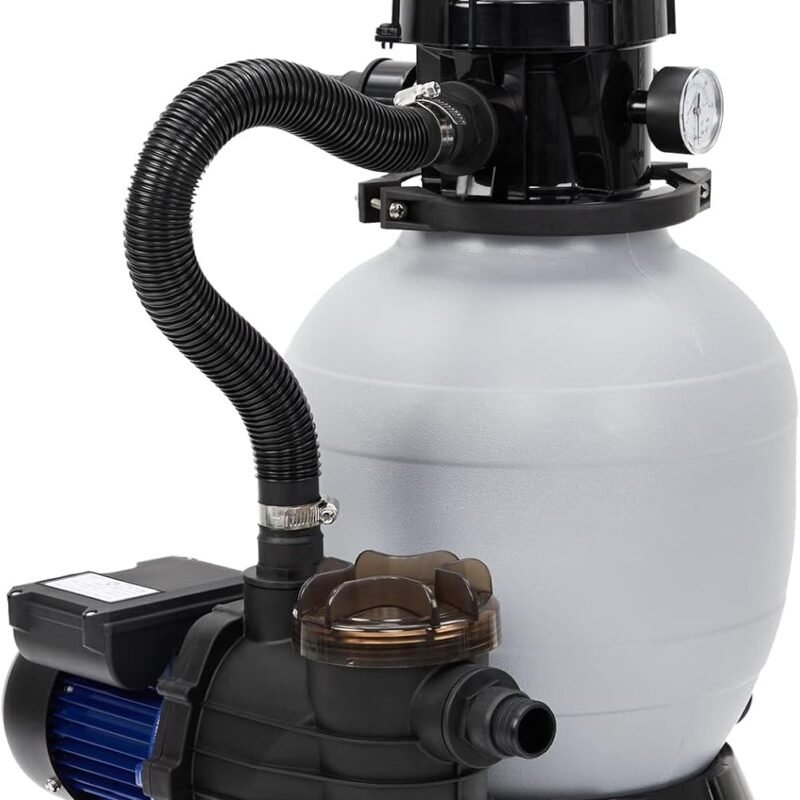 13" Sand Filter 3/4HP Pool Pump Max 3434 GPH High-Flow for Above Ground Swimming Pool Set Multi-Port Valve Up to 8500 Gallons