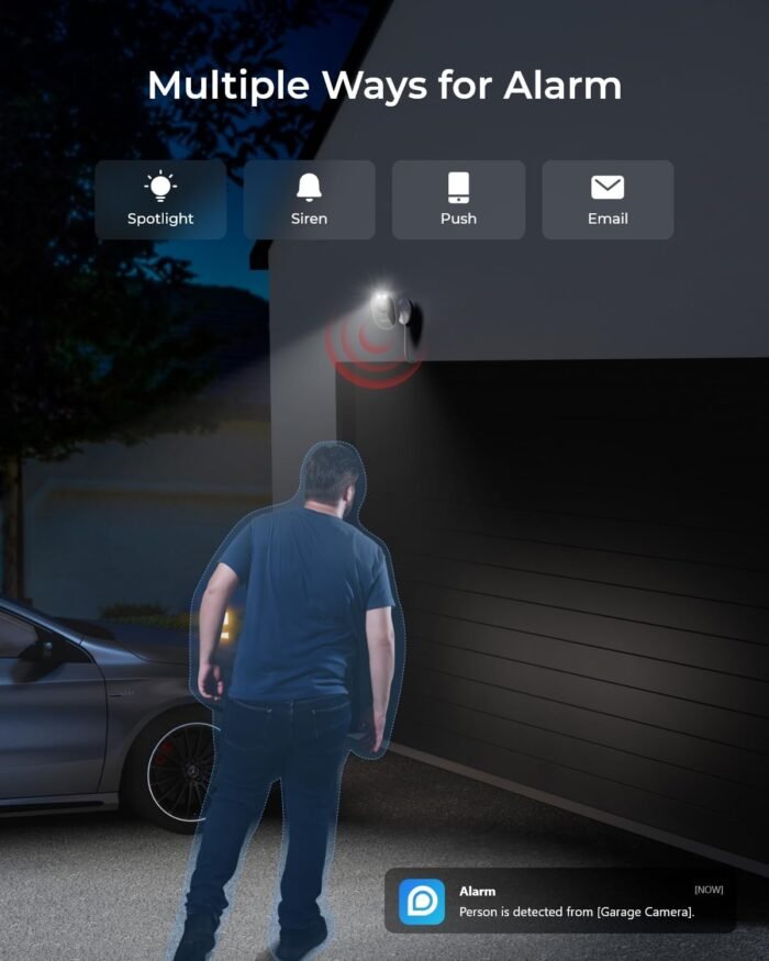 REOLINK Wireless Outdoor Security Camera Lumus 2K, Upgraded 4MP Spotlight Color Night Vision, 2.4/5GHz Dual-Band WiFi Plug in Camera, Smart Person/Vehicle/Animal Detection, Two-Way Talk, Local Storage - Image 4