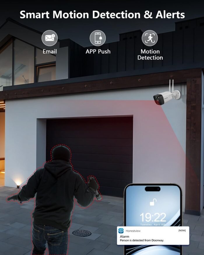 (5.5MP & PIR Detection) 2-Way Audio Dual Antennas Enhance WiFi Wireless Outdoor Camera System 3K 5.0MP 1944P Security Surveillance DVR Set Outdoor Wireless Security Cameras System - Image 8