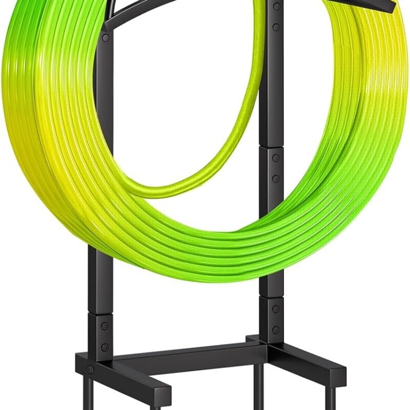 biguphate 2025 Garden Hose Holder Outside, Heavy Duty Water Hose Storage with 4 Spikes, Metal Yard Hose Hanger for 150FT Hose, Durable Lawn Hose Reel Rack