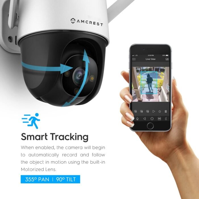 Amcrest 4MP Outdoor PT WiFi IP Camera Pan Zoom (Digital 16x) SmartHome WiFi Camera Security Speed Dome, Motorized Tilt, 98ft Nightcolor, (2.4Ghz), 107º FOV, IP66, 4MP, ASH47-W - Image 4