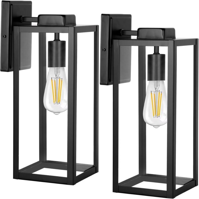 hykolity Large Size Outdoor Wall Lights,16 Inch Wall Lantern, Waterproof Exterior Wall Sconce, Anti-Rust Wall Mounted Lighting with Glass Shade,Lamp with E26 Socket for Porch, Front Door, 2 Pack