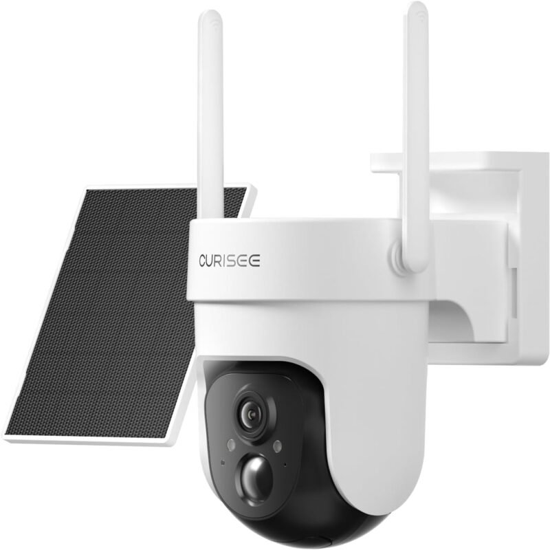 2K Security Cameras Wireless Outdoor, Solar Powered Camera for Home with 360° Viewing, PIR Motion Detection, Color Night Vision, 2.4Ghz WiFi, 2-Way Audio, Cloud/SD, Works with Alexa