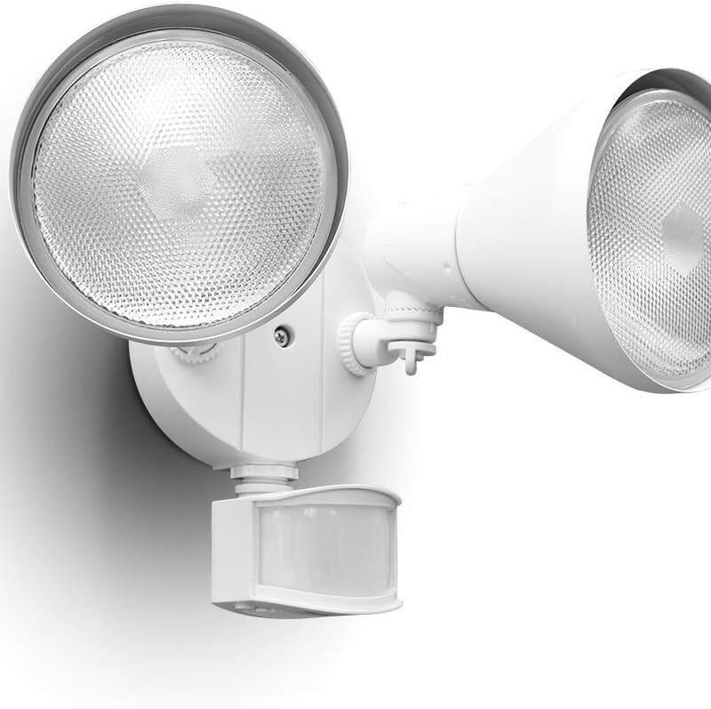 LUTEC 1800LM LED Motion Sensor Light Outdoor, Dual-Head Security Light, 3000K, Waterproof Exterior Flood Light for Patio, Garden, Yard, White (2 Bulbs Included)