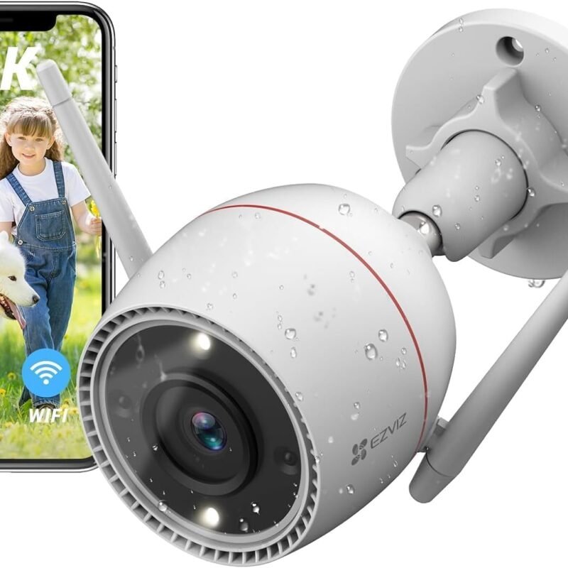 EZVIZ 2K Outdoor Camera for Home Security, WiFi Surveillance Camera Outside with Color Night Vision, No Subscription with Two-Way Talk, Motion Detection, IP67, Alexa/Google, 256 SD | C3TN 3MP