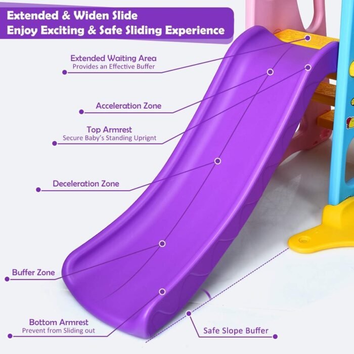 Costzon 6 in 1 Toddler Slide and Swing Set, Kids Large Climber Slide Playset with Basketball Hoop and Football Gate, Playground Swing Set for Indoor Outdoor Backyard 3-10 Gifts Presents - Image 5
