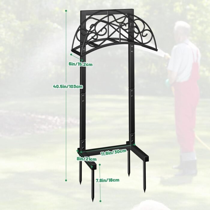 biguphate 2025 Garden Hose Holder Outside, Heavy Duty Water Hose Storage with 4 Spikes, Metal Yard Hose Hanger for 150FT Hose, Durable Lawn Hose Reel Rack - Image 2