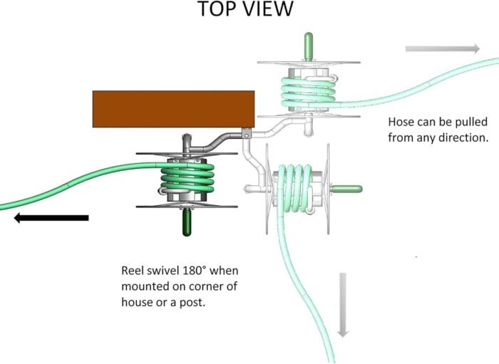 Yard Butler Swivel Hose Reel Garden Hose Holder Wall Mount Heavy Duty with 90 Degree Pivot - ISRM-90 - Image 4