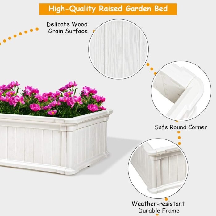 Giantex Raised Garden Bed, Planter for Flower Vegetables, Outdoor Plant Box Patio Backyard, Easy Assembly (48''Lx24''Wx12''H, White) - Image 3