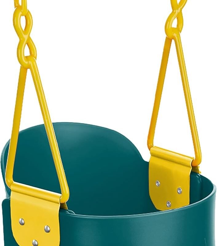 Deluxe High Back Full Bucket Toddler Swing with Exclusive Chain & Triangle Dip Pinch Protection - Green - Squirrel Products