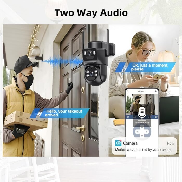 6MP Solar Security Camera Wireless Outdoor, 2.4ghz & 5ghz WiFi, Fixed & Rotating Dual Lens 2-in-1 Home Security Camera with Color Night Vision, Auto Tracking, Human Detection, Spotlight Siren - Image 5