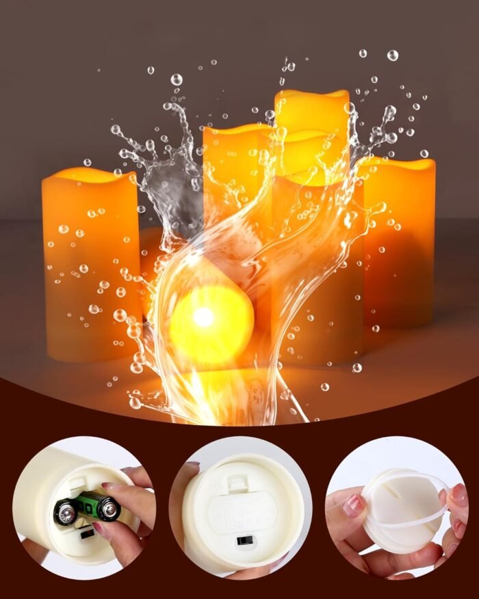 Enido 12 Pc Flameless LED Candles with Remote & Timer, Outdoor Waterproof, Flickering Electric Warm Lights for Cozy Home & Holiday Romantic Decor, Battery Operated (D 2.2” x H 4”/5”/6” - Image 4