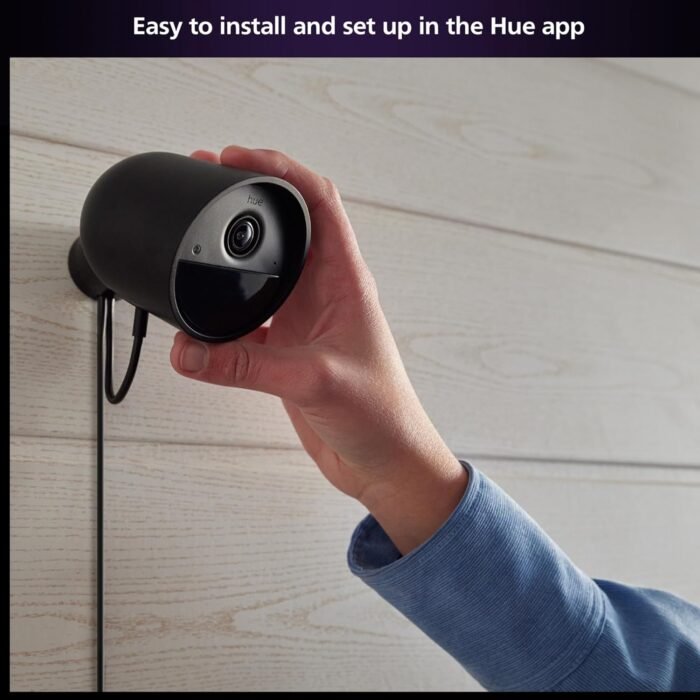 Philips Hue Secure Wired Smart Home Security Camera, Black - 1 Pack - 1080P HD Video - Night Vision - Motion Detection - Two-Way Talk - Indoor/Outdoor - Weatherproof - Works with Hue App - Image 8