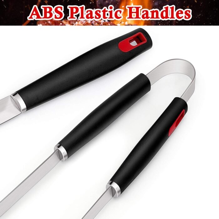 HaSteeL BBQ Grill Accessories Set of 7, Stainless Steel Grilling Tools Set with Storage Bag, Heavy Duty Grill Spatula, Tong, Fork, Basting Brush, Cleaning Brush, Dishwasher Safe & Man’s Gift - Image 2
