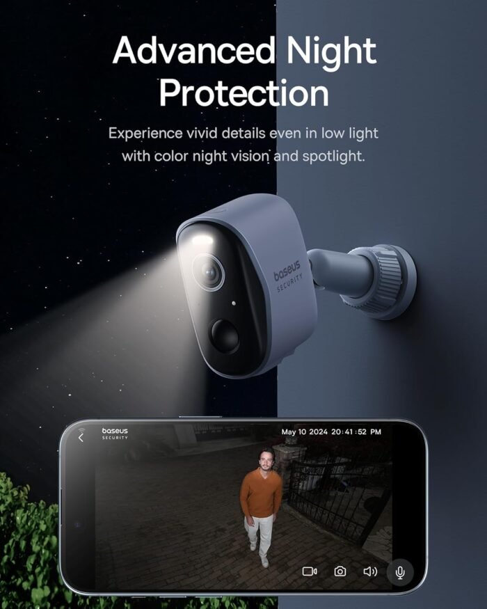 Baseus Wireless Cameras for Home Security, N1 2-Cam Kit with True 2K Clarity, No Monthly Fee, 16TB Expandable Local Storage, 210-Day Battery Life, Spotlight & Alarm, Works with Alexa and Google Home - Image 7