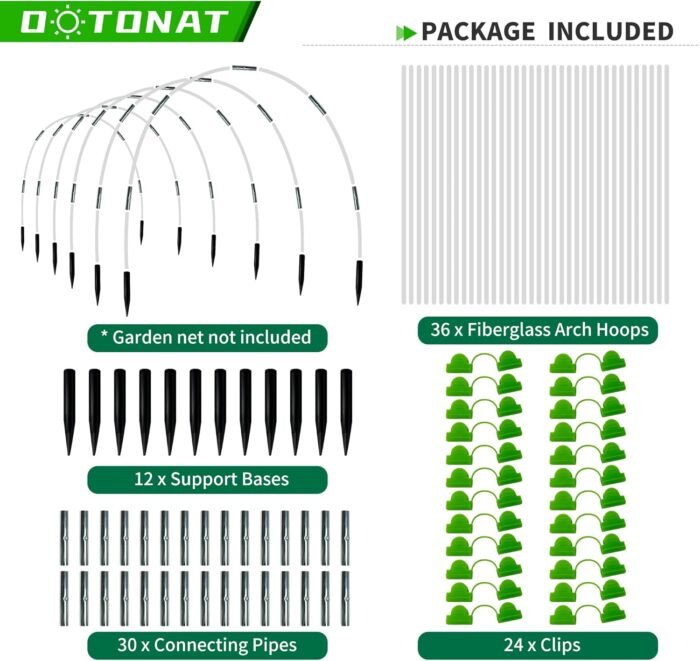 8FT Garden Hoops Grow Tunnel Kit - Rust-Free Fiberglass Frame for Raised Beds, 36pcs - DIY Plant Support for Garden Netting, Row Covers, and Greenhouse Protection - Image 2