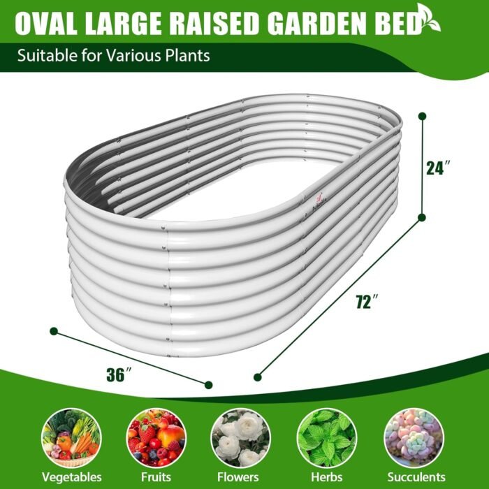A ANLEOLIFE 6X3X2 ft Galvanized Raised Garden Beds Outdoor-8 Pack, Oval Large Metal Deep Root Planter Box for Planting Vegetables Flowers Herb, Anti-Rust & Easy-Setup, Antique White - Image 6