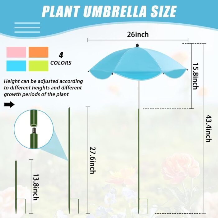 Upgraded Plant Umbrellas for Outdoor Plants, 26" Larger Garden Plant Umbrella Shade with Adjustable Angle, 43.4" Higher Sun Shade for Plants, Potted Plant, Garden Beds - Image 2