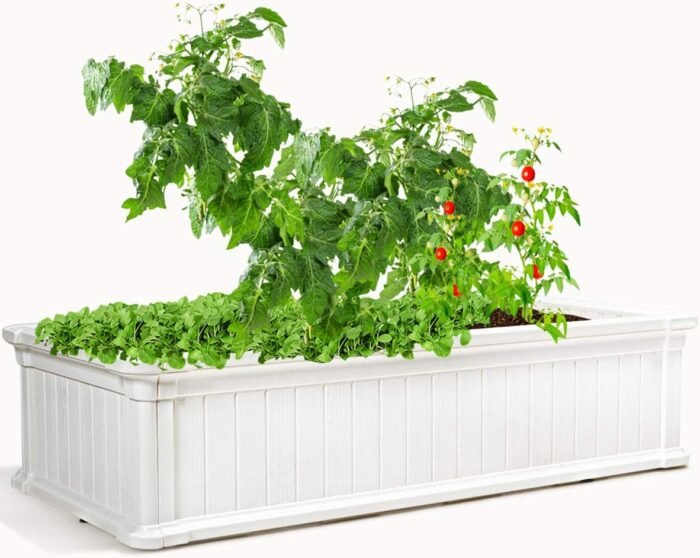 Giantex Raised Garden Bed, Planter for Flower Vegetables, Outdoor Plant Box Patio Backyard, Easy Assembly (48''Lx24''Wx12''H, White)