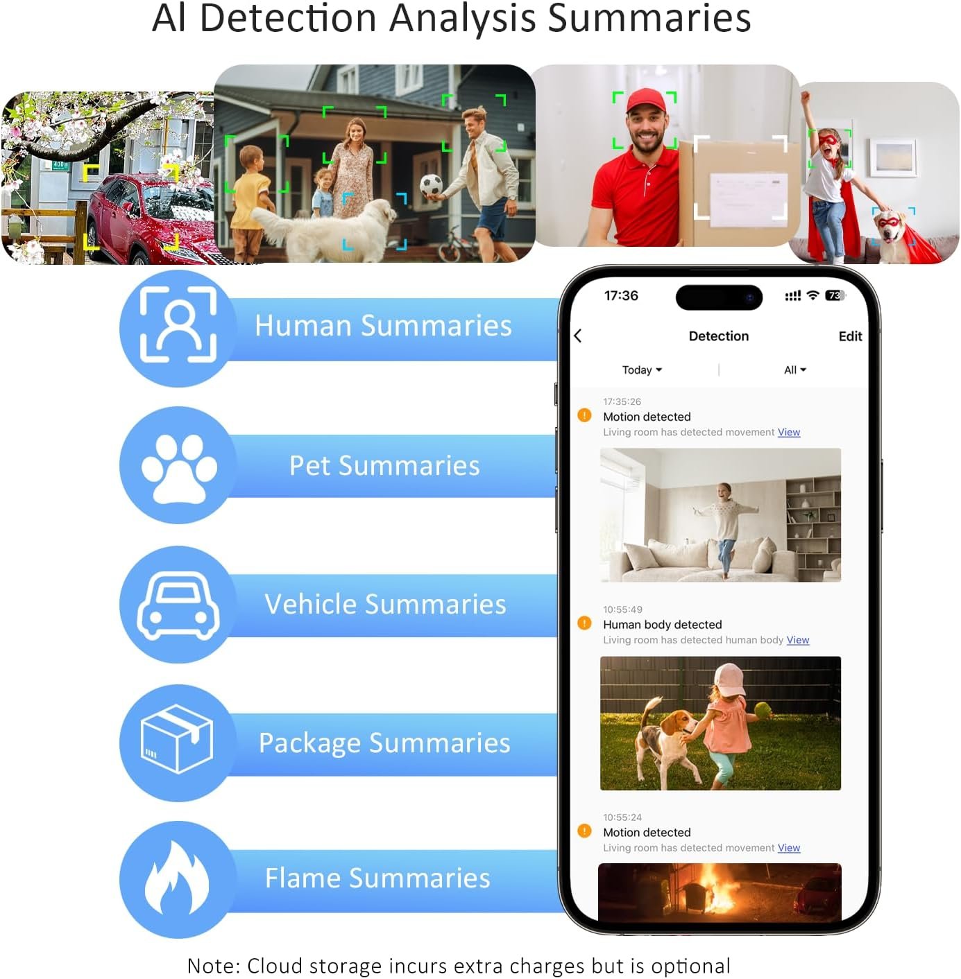 2.4GHz & 5GHz WiFi Security Cameras Wireless Outdoor, 2K/3MP QHD Home Security System 4-Cam Kit with 130°-Wide View, Night Vision, Spotlight,IP65 Waterproof, Support Alexa,Cloud/SD - Image 5