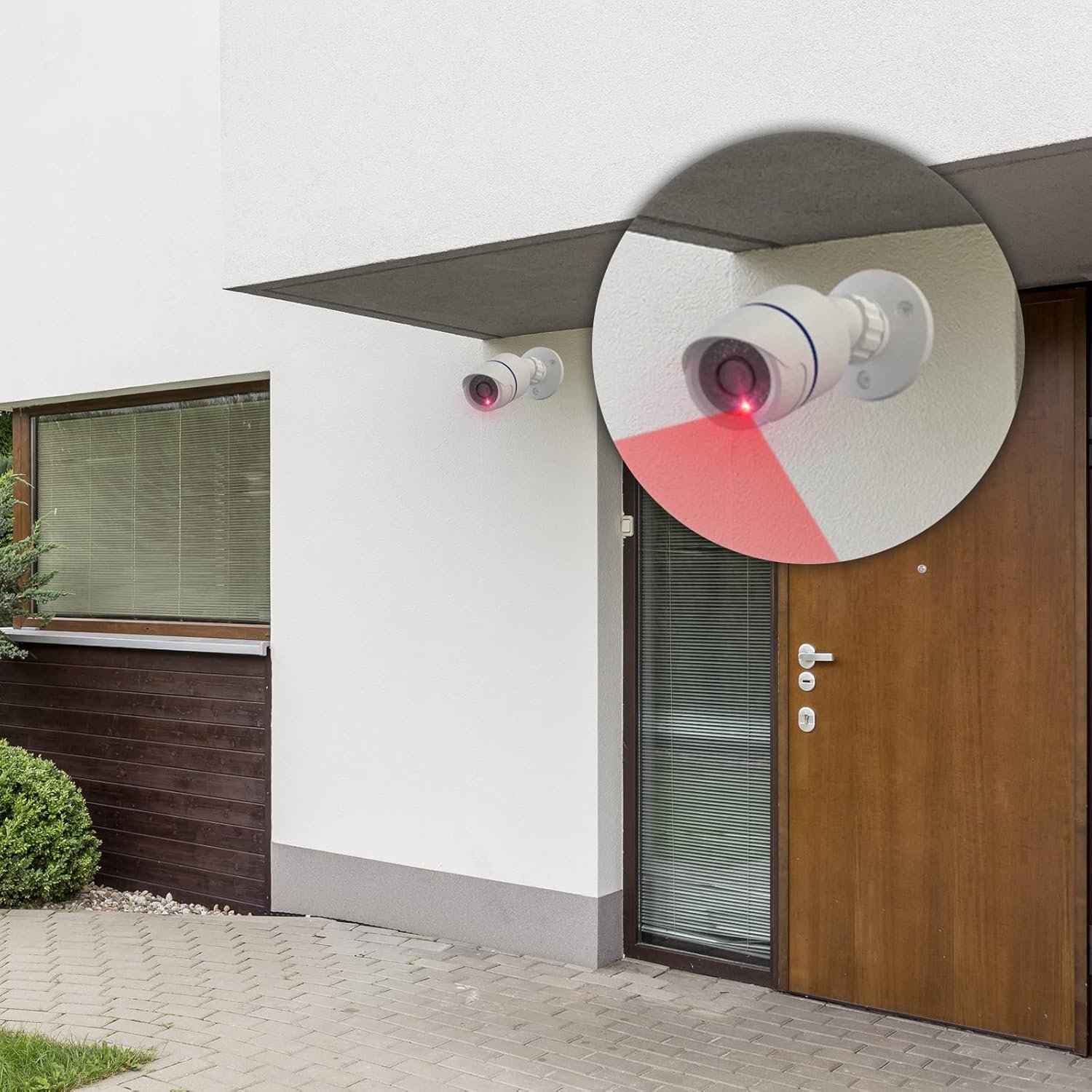 WALI Dummy Fake Camera, Surveillance Security CCTV Dome Camera, Indoor Outdoor Cameras, with One LED Light, Security Alert Sticker Decals (TC-W2), 2 Packs, White - Image 4