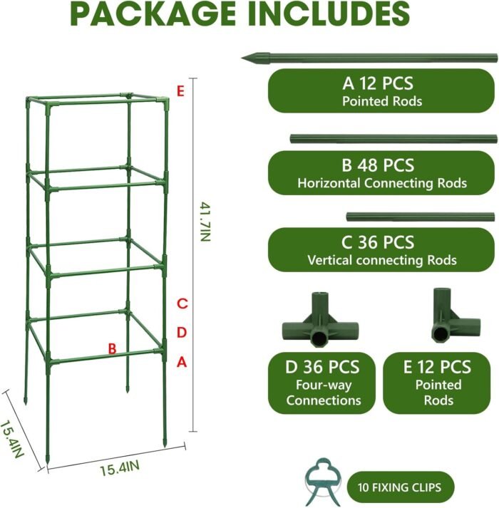 3 Pack Tomato Cages,Square Tomato Plant Stakes Support Cages Trellis for Garden Climbing Vegetables Flowers Fruits,Extra Bold - Image 7