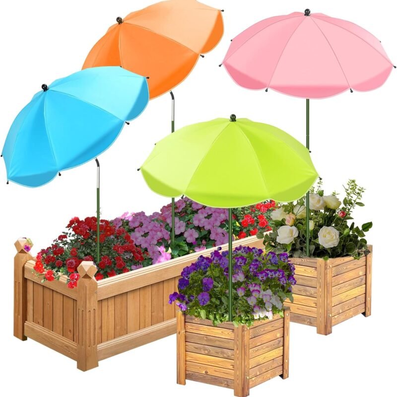 Upgraded Plant Umbrellas for Outdoor Plants, 26" Larger Garden Plant Umbrella Shade with Adjustable Angle, 43.4" Higher Sun Shade for Plants, Potted Plant, Garden Beds