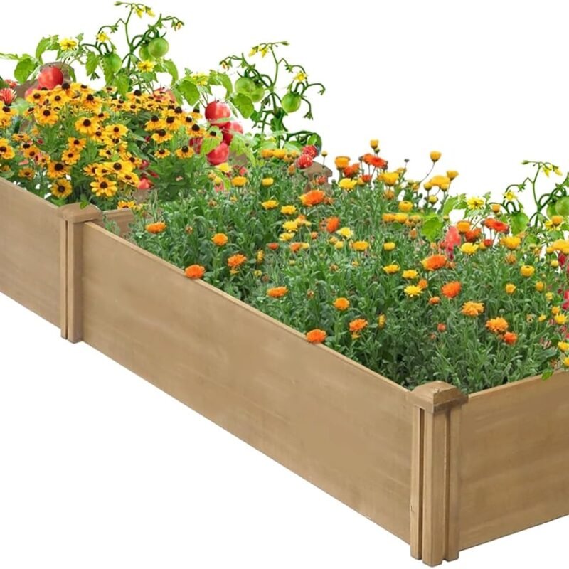 8x2ft Raised Garden Beds Outdoor, Wooden Planter Boxes Outdoor for Backyard Balcony Patio, Elevated Garden Flower Beds Gardening Deals for Vegetables, Herbs, Gift for Gardening, Brown