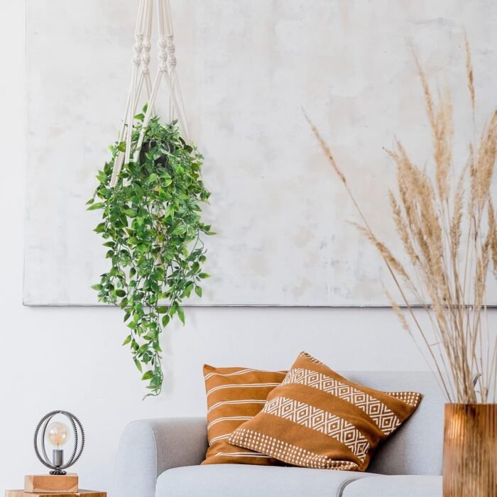 Whonline 2pcs Fake Hanging Plants, Artificial Potted Plants for Indoor Outdoor Aesthetic Office Living Room Shelf Decor - Image 6
