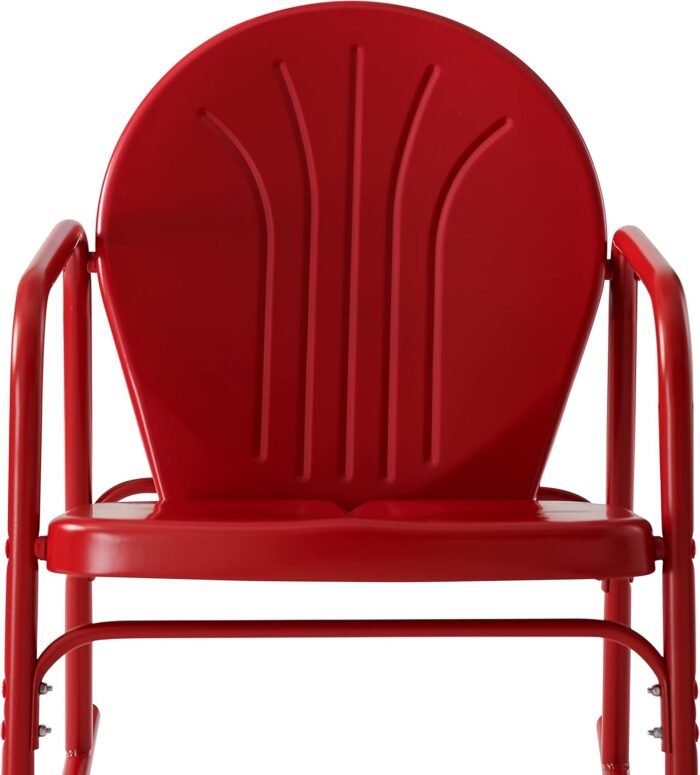 Crosley Furniture Griffith Retro Metal Outdoor Rocking Chairs, Set of 2, for Porch, Deck, Balcony, Backyard, Bright Red Gloss - Image 12