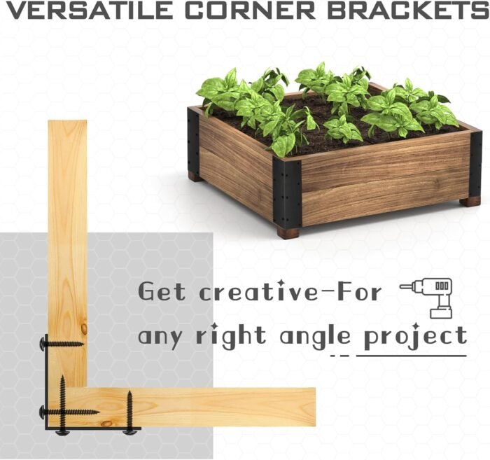 Set of 8 Raised Garden Bed Corner Brackets with Wood Screws for 20"-24" Bed, Rust Resistant Raised Bed Corners Metal Connectors 11" x 3" x 3" for Vegetable Planter Garden - Image 3