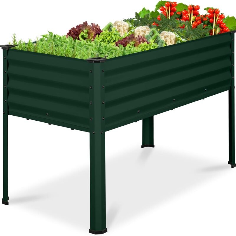 Best Choice Products 48x24x30in Galvanized Raised Garden Bed, Metal Elevated Planter Box, Vegetable Garden for Backyard, Patio, Balcony - Dark Green