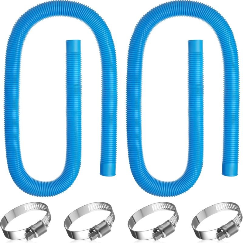 2 Sets Replacement Pool Hose for Above Ground Pools 1.5" x 4.9ft Long Pool Filter Pump Hoses Replacement Swimming Pool Hose Upgraded Pool Skimmer Hose Compatible with 10531to 25016(Blue)
