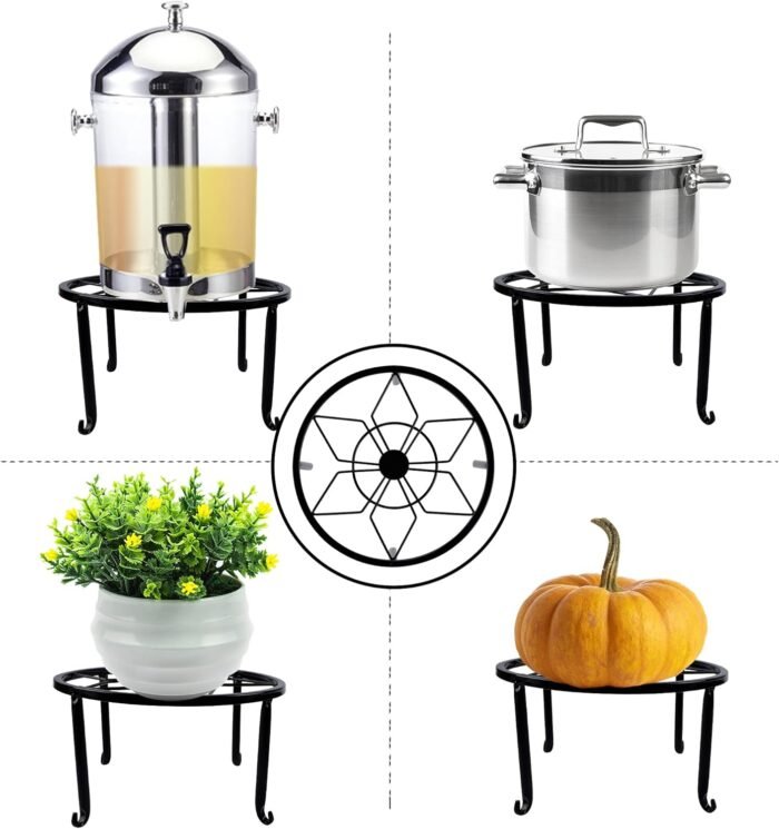 yosager 4 Pack Metal Plant Stands for Flower Pot, Heavy Duty Black Iron Potted Stand Holder, Indoor Outdoor Rustproof Metal Planter Container Round Supports Display Rack for Home & Garden Decor - Image 6