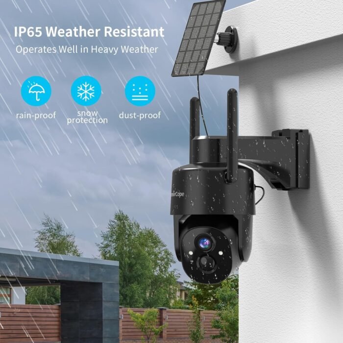 2Pack 2K HD Solar Security Cameras Wireless Outdoor, 360° PTZ View Outdoor Cameras for Home Security,Color Night Vision with Spotlight, 2-Way Audio,Motion Alarm, IP65 Waterproof - Image 2