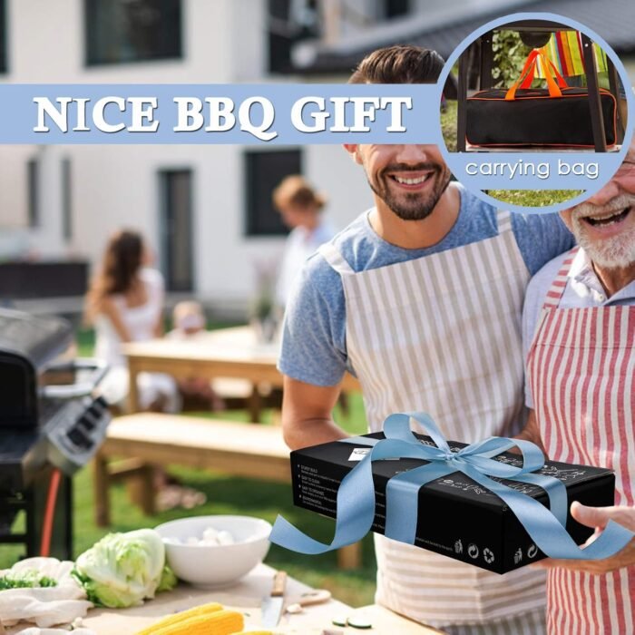 HaSteeL BBQ Grill Accessories Set of 7, Stainless Steel Grilling Tools Set with Storage Bag, Heavy Duty Grill Spatula, Tong, Fork, Basting Brush, Cleaning Brush, Dishwasher Safe & Man’s Gift - Image 7