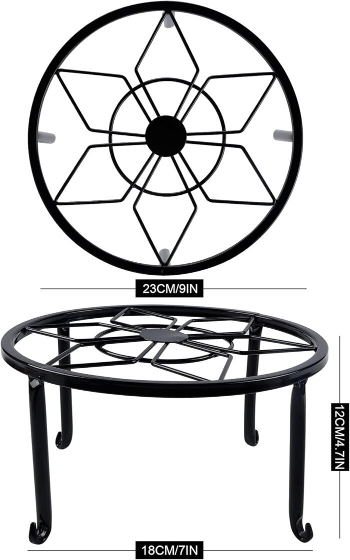 yosager 4 Pack Metal Plant Stands for Flower Pot, Heavy Duty Black Iron Potted Stand Holder, Indoor Outdoor Rustproof Metal Planter Container Round Supports Display Rack for Home & Garden Decor - Image 3