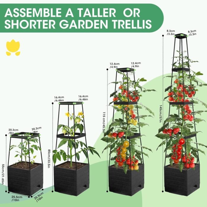 MQFORU 2Pack Raised Garden Bed Planter Boxes with Trellis, 57" Self-Watering Tomato Planter Boxes with Trellis for Climbing Vegetable and Plants, Tomato Cage for Indoor Outdoor Use - Image 7