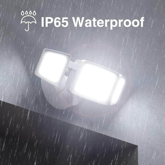 Onforu 60W LED Dusk to Dawn Outdoor Lighting, 2 Packs 6000LM Exterior Flood Lights, IP65 Waterproof Outdoor 3 Adjustable Heads Photocell Lights Fixture, 6500K Daylight White Floodlights - Image 4