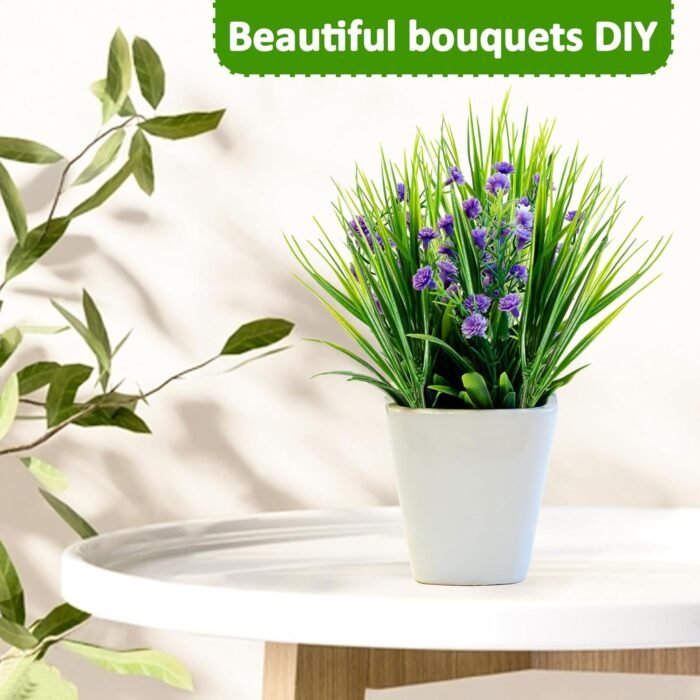 10 Artificial Grass Plant Outdoors - Faux Grass Fake Wheat Grass Decor Artificial UV Resistant Outdoor Plants Plastic Grass Outside Weed Plant Artificial Greenery for Porch Decorative - Image 4