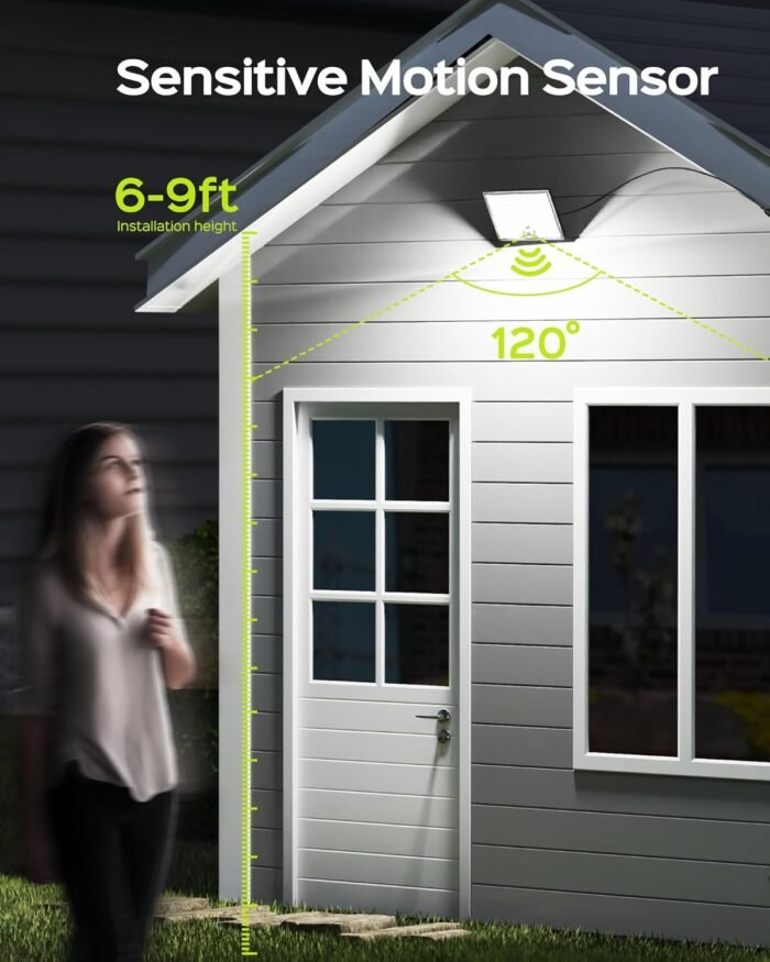 JACKYLED Motion Solar Lights Outdoor, 113 LED Cool White Bright Solar Flood Lights Waterproof, Dusk to Dawn Outdoor Solar Powered Security Lights for Fence Porch Patio Yard Garage, 2 Pack - Image 5