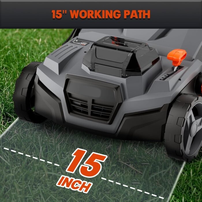 40V 15" 2-in-1 Cordless Electric Dethatcher & Scarifier Compatible with Dewalt 20V MAX Battery(Tool Only), w/12Gal Thatch Collection Bag, 5-Depth Adjustment, Quick-Fold, Walk Behind for Lawn Care - Image 3