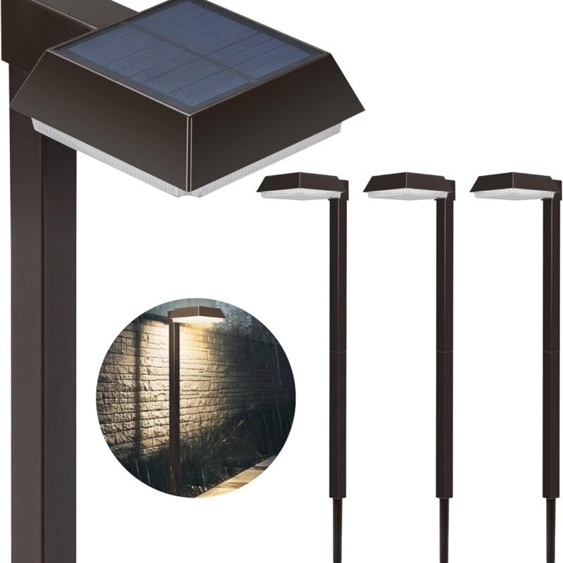 Bobcat Solar Pathway Lights Super Bright 300 lumens with 2-in-1 Warm White and Daylight Modes, Dark Brown Solar Lights for Outdoor Path, Sidewalk, Driveway or Walk Way Light(4 Pack)