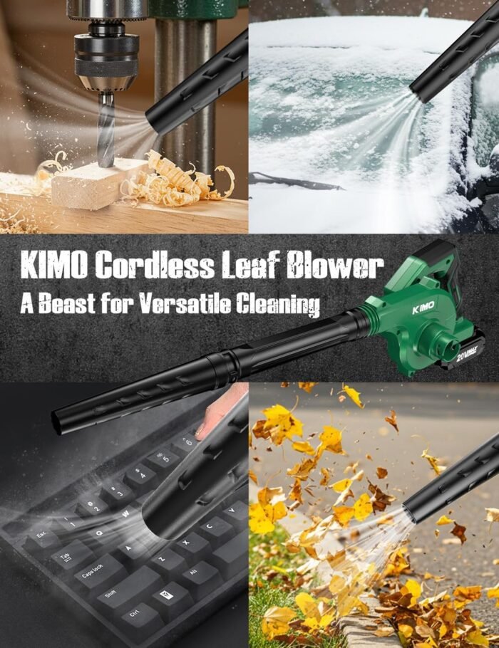 K I M O. Cordless Leaf Blower and Vacuum Combo 4 in 1, 3 Nozzles for Inflation and Deflation, 190MPH, Control Panel with 3 Speeds, 20" Extended Tube, 2 Pack Battery Powered Leaf Blowers for Lawn Care - Image 9