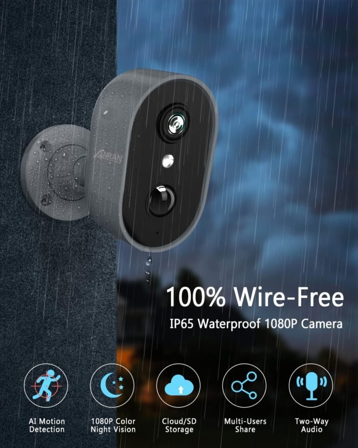 ANRAN Security Cameras Wireless Outdoor,2K 3MP Battery Powered Indoor Home Security Camera with AI Motion Detection & Color Night Vision,2-Way Talk Spotlight Siren Alarm, Work with Alexa,Waterproof - Image 7
